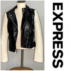 NWT Express faux leather Sherpa jacket